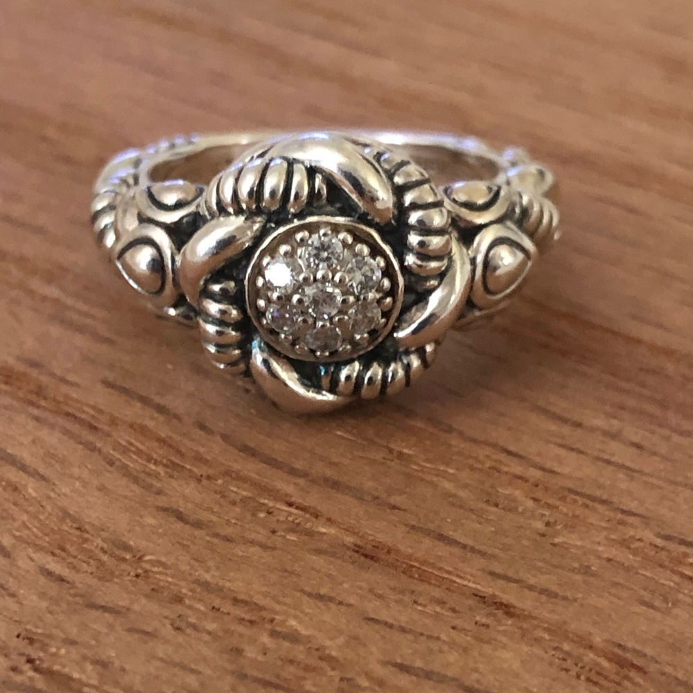 John Hardy JAI Pavé Diamonique Sterling Ring Sz 6